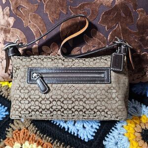 2003 Vintage y2k Coach Demi Shoulder Bag in Brown Mini Signature Jacquard Purse